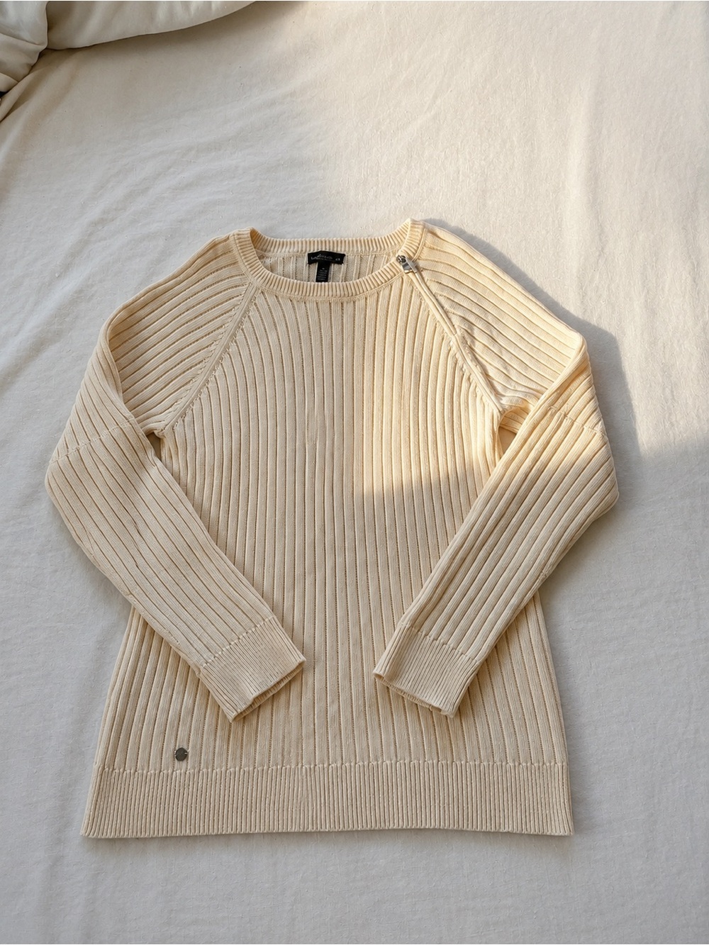 Ralph Lauren Cream Ribbed Crewneck Sweater